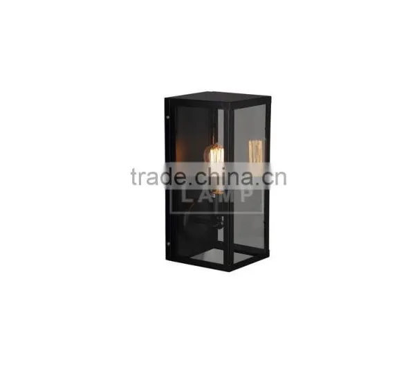 Industrial Metallic and Glass Lamp Shade Wall Sconce Box Wall Lamp photo-2