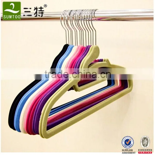 Non Slip Plastic Velvet Flocked Suit Hanger photo-5