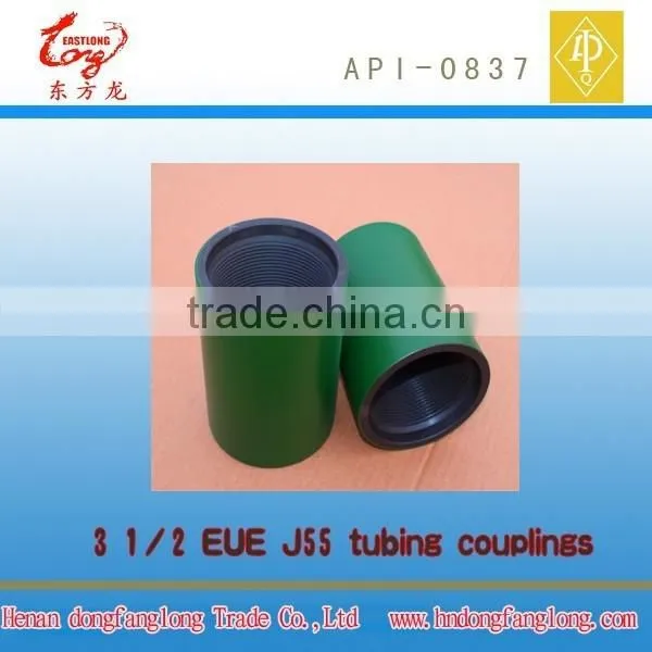 API 5ct 5b 3 1/2" EU J55 Carton With Pallet Bright Green Oilfield China Henan Puyang Manufacting and Trading Tubing Coupling