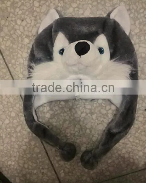 Promotion Customized Logo Winter Plush Hood Kids Dog Husky Animal Hat photo-5