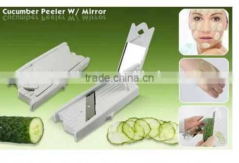 CY128 Built in Mirror Fruit Cucumber Slicer Cutter Facial Mask Tool Pink photo-5