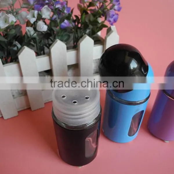 Kitchen Spray Colored Bullet Shape Glass Table Condiment Holder With Hole Lid photo-2