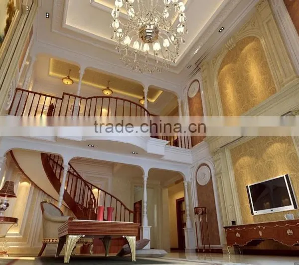 Luxury Golden Italian Style 3d Rendering Interior Design for Staircase and Entrance of Noble House BF11-08283d photo-4