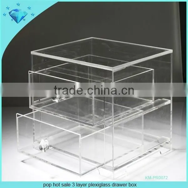 Customize 3 Layer Clear Acrylic Drawer Boxes Waterproof photo-4