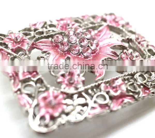 Belt Buckle With Painting Gems Rhinetone, Hot Sale Embellished Buckle, Zinc Alloy Embellishment Floral Design photo-2