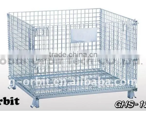 Service Supplies Folding Stackable Container Wire Mesh Basket Warehouse Cage