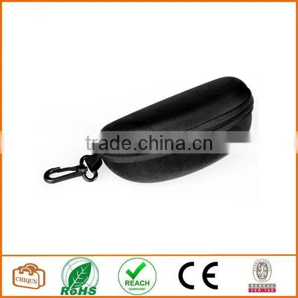 Fashion Portable Safety Hard Zipper Box Case With Carabiner Hook Keyring for Glasses Sunglasses Black photo-3