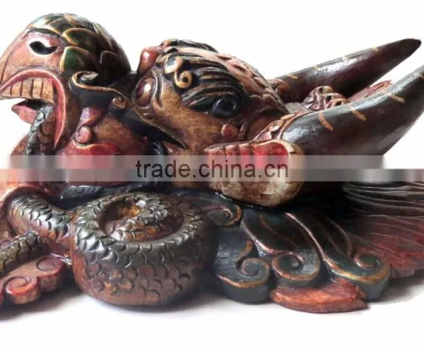 Hand Crafted Wooden Mask of Garudh Wall Hanging Made In Nepal photo-3