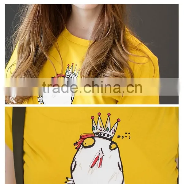 Custom Cotton Printing T Shirts Cartoon White O-neck T Shirt Women photo-4