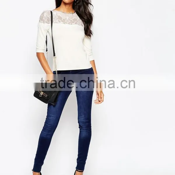 China Factory OEM ODM 2015 New Fashion Customized Top and Blouse With Lace Off Shoulder photo-4