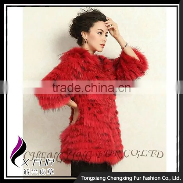 CX-G-A-220A Fashion Ladies Coat Garment Real Raccoon Fur Woman Coat photo-4