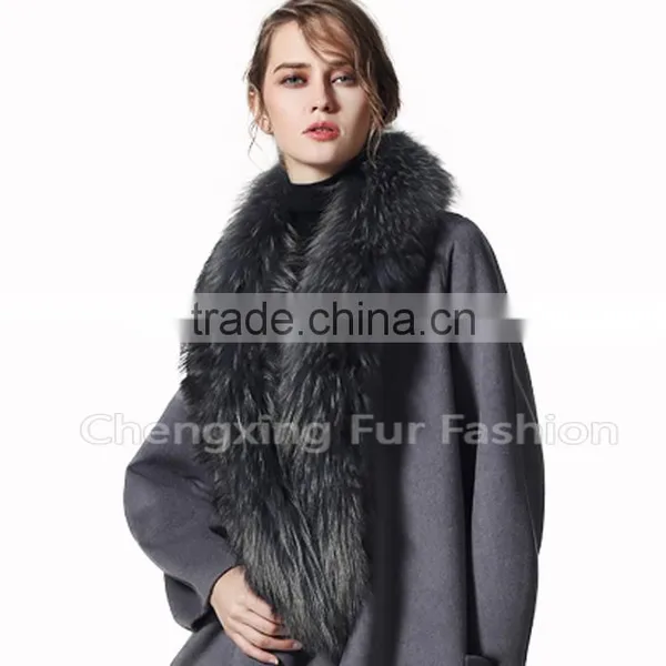 COLLAR-R3D Ladies Fashionable Genuine Raccoon Big Fur Collar photo-4