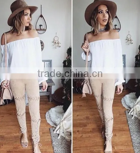 Runwaylover 4968 New Style Ladies Suede Sexy Tie Pant photo-3