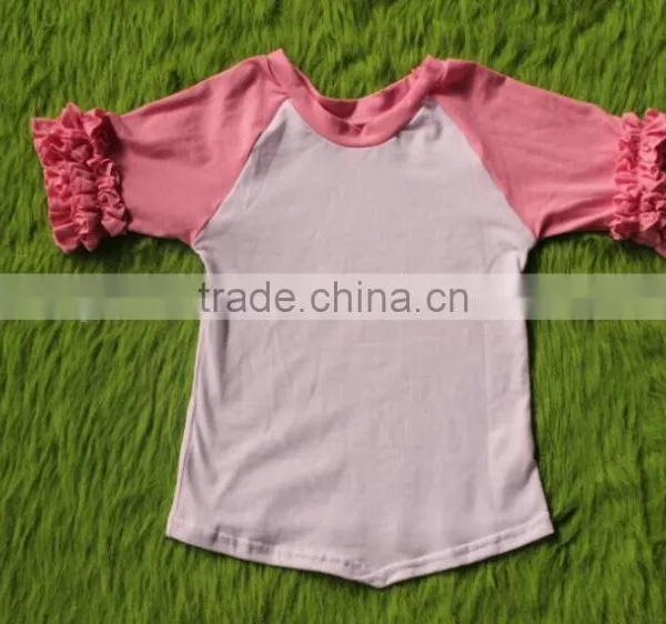 Top Quality Cotton Baby Girl Plain t- Shirt Summer Children t Shirt Ruffled Matching Color Baby Clothing