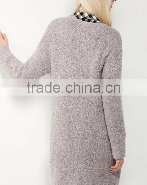 Newest Ladies v Neck Long Sweater Cardigan With Pockets photo-3