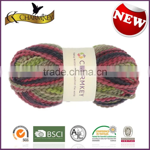 Charmkey Baby Knitting Yarn Good Elastic Rainbow Polyester Textured Yarn photo-3