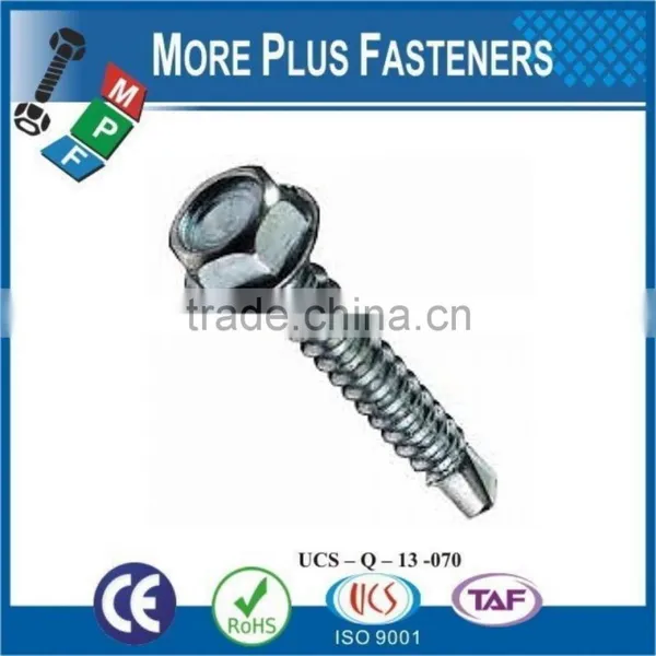 Made in Taiwan Self Drilling Hexagonal Head Screw Washer Faced DIN 7504 K Steel Zinc Plated photo-2