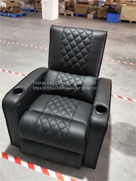 Black Leather Power Recliner Single Chair,home Theater Seating With Cupholder photo-4