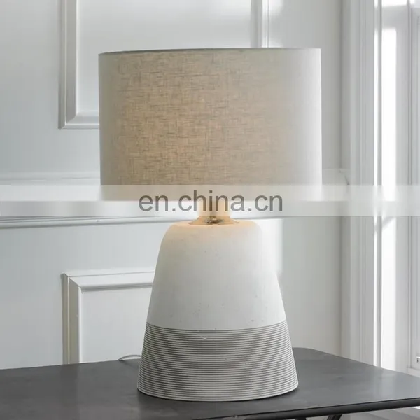 Good Quality Home Decor Wholesale Cheap Cement Two Tone Vintage White Table Bedside Lamp for Hotel Nightstand photo-4
