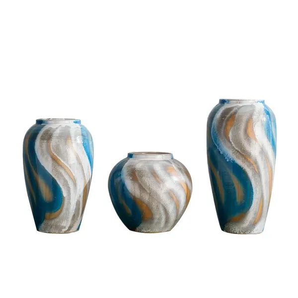Mediterranean Simple Style Abstract Hand Paint Colours Ceramic Vase For Table Decoration photo-5