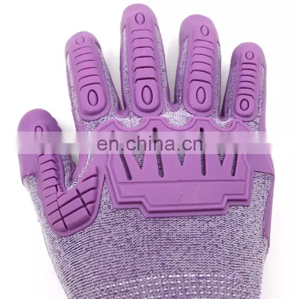 Factory Custom TPE TPR Purple Rubber Anti Impact Cut Resistant Protective Mechanic Work Safety Gloves photo-5