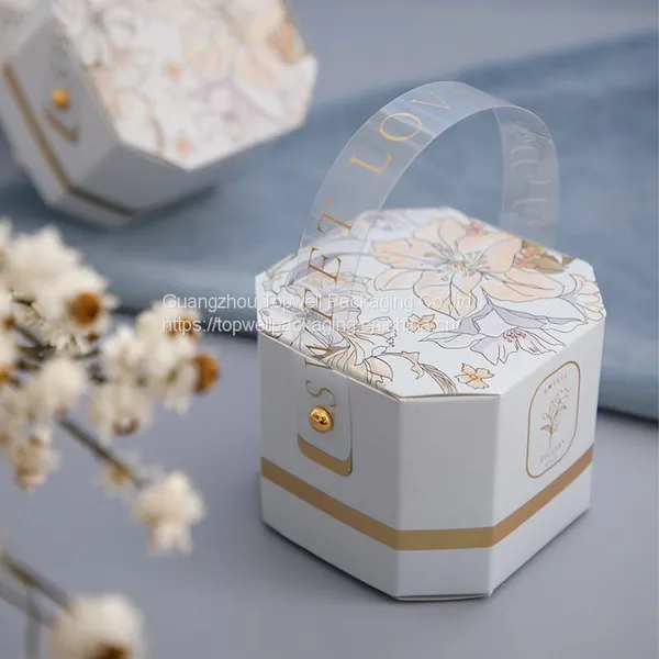 Flower Pattern Candy Package Box Wedding Favors Gift Box With Handle photo-2