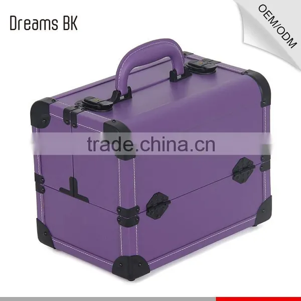 Purple Portable Cosmetic Beauty Train Box Makeup Display Case photo-3
