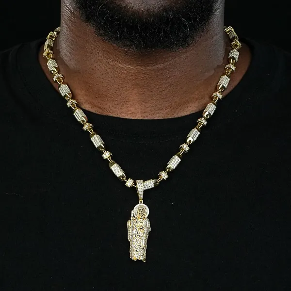 Shining Star Jewelry Men's Solid Silver St Jude San Judas Tadeo Iced Pendant photo-3
