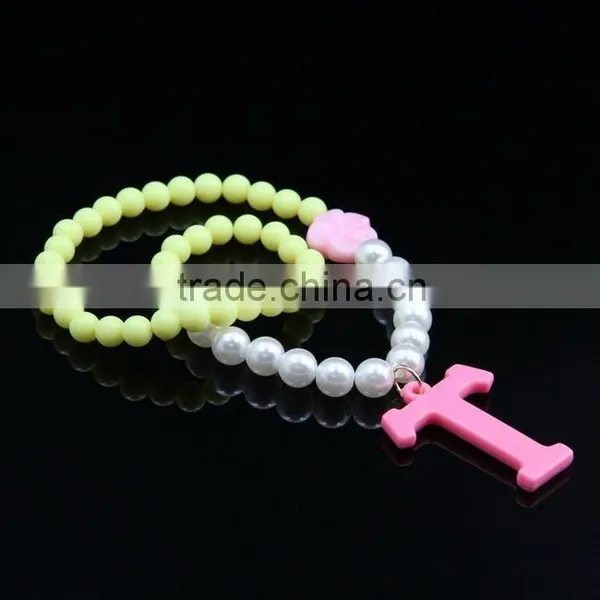 KIds Spring Color Acrylic Beads T Letter Necklace photo-2