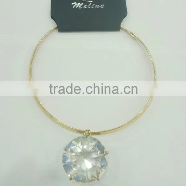 FACHION BIG GLASS STONE PENDANT COLLAR NECKLACE photo-2