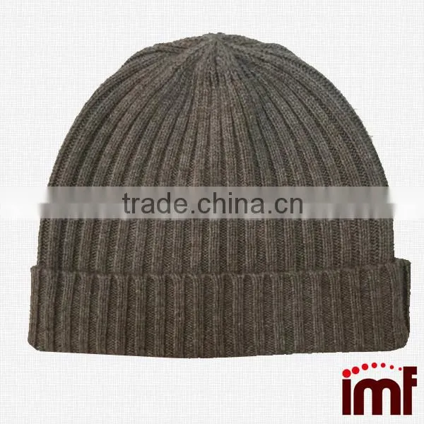 Ladies Ribbed 100% Cashmere Beanie Hat photo-3