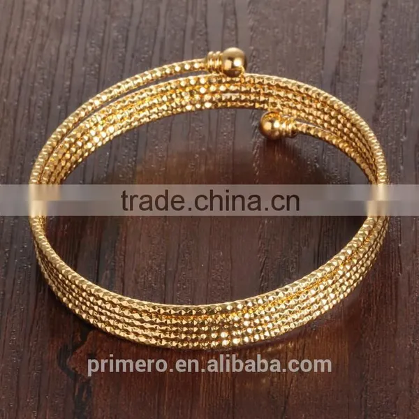 India Spiral Spring Multilayer 18k Gold Plated Bracelet Bangle Wedding Jewelry photo-3
