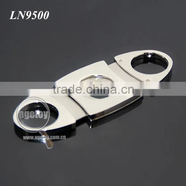 Pocket Portable Oval Cigar Scissors High Quality Silver Stainless Steel Double Blade Knife Super Sharp Metal Cigar Cutter photo-2