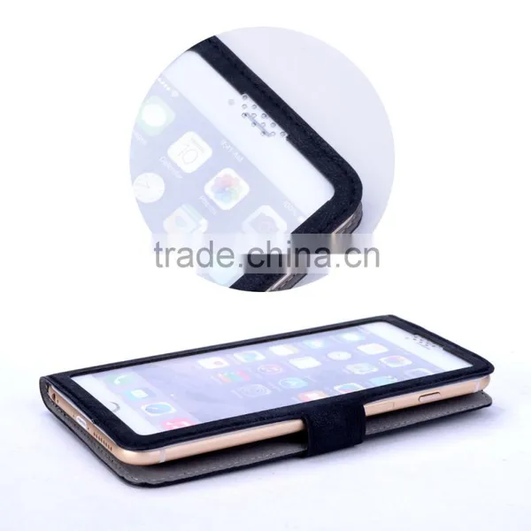 Durable Mobile Phone Leather Universal Case With Big View Window photo-3
