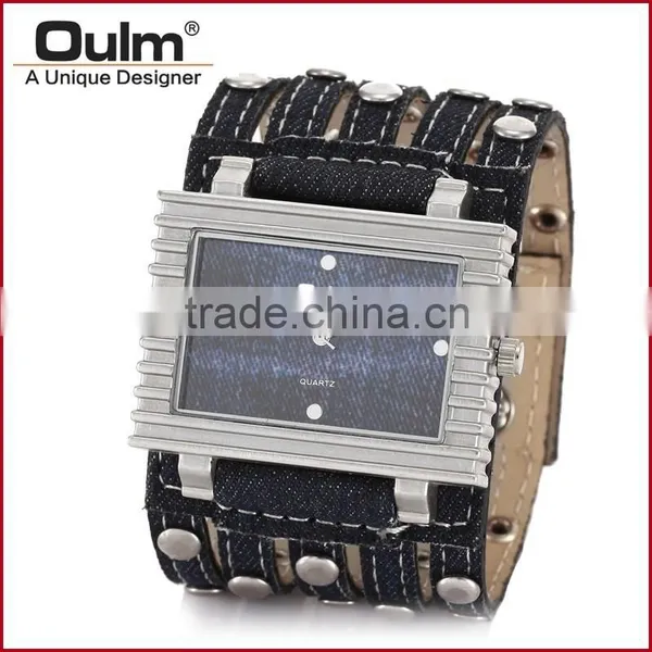 New Design Oulm Denim Fabric Watch Straps Big Wrist Watch 2015 photo-2