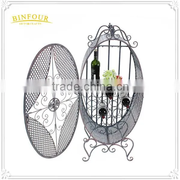Unique Metal Wine Bottle Holder Wine Rack Round Red Wine Stand photo-2