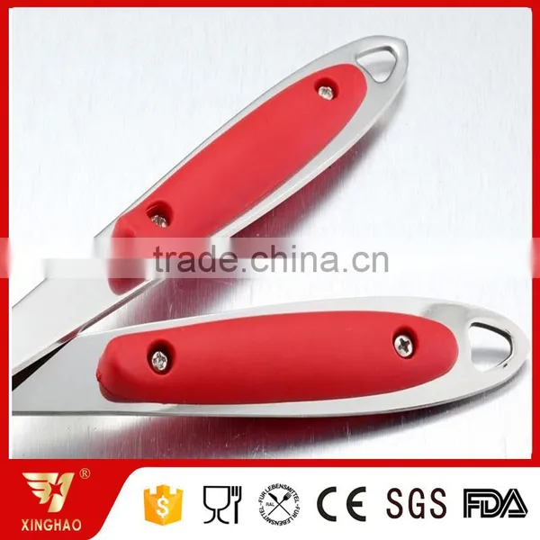3 MM Thick 6 Pcs Kitchen Utensil Set of Stainless Cookware With Red Silicone Handle photo-5