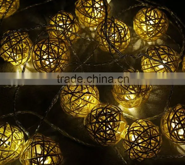 Xmas 10LED Rattern Ball Light Chain