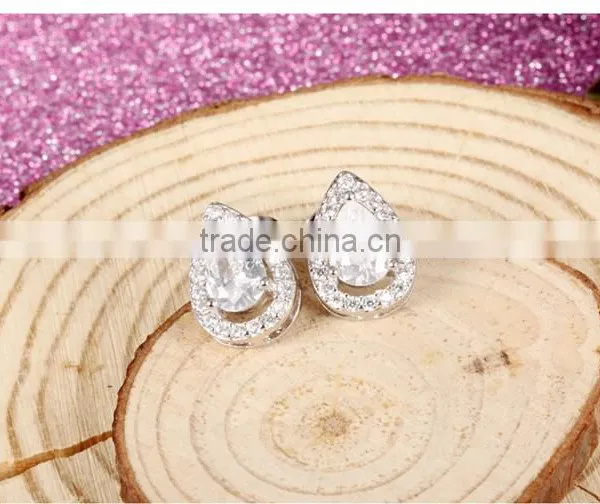 Rhodium Plated Jewellery Copper Popular Zircon Micro Pave Earring photo-5