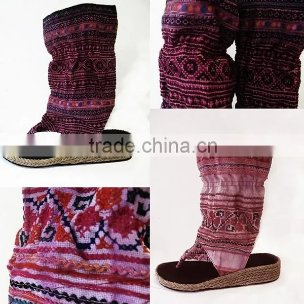 Tribal Fabric Sandals, One of a Kind Vegan Friendly Hand-dyed Ethnic Flip Flops photo-3