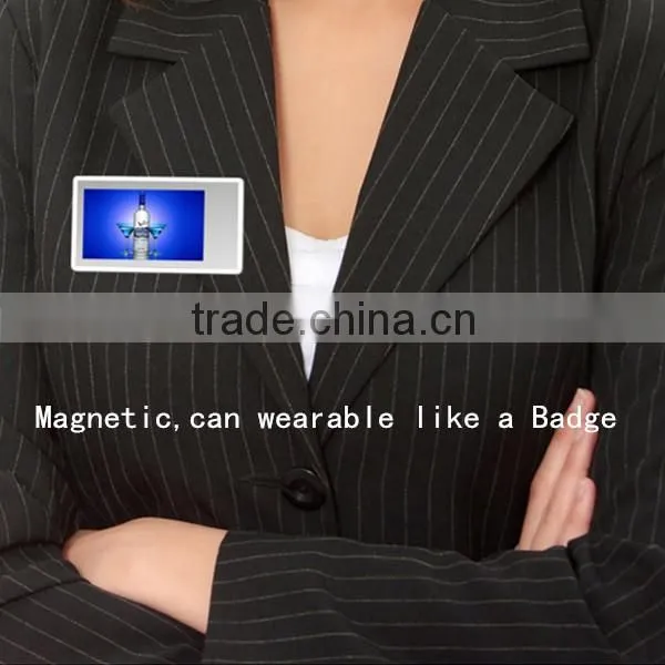 LED& LCD Wearable Video Name Tag Which Support Video Playing and Photo Playing/promotional Video Name Tag photo-2