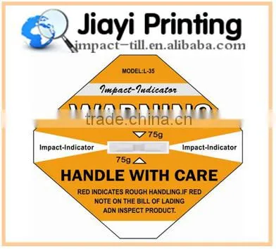 2015 New Arrival Impact Indicator Sticker Shockwatch Label Damage Control Shock Sensor Shipping Label