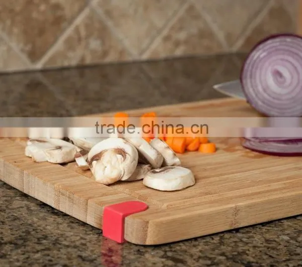 Nonslip Bamboo Cutting Board With Silicone Rubber Corner Tab for Slip Resistance Chopping Board With Handle and Juice Groove photo-2