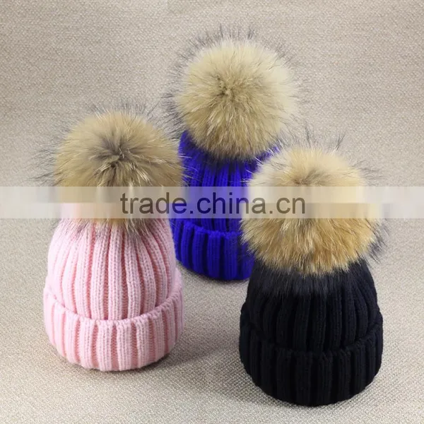 Natural Raccoon Fur Pom Pom for Hats photo-6