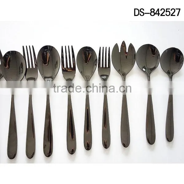 Best Sale Black Titanium Design With Cloth Wheel Light Cutlery Set photo-4