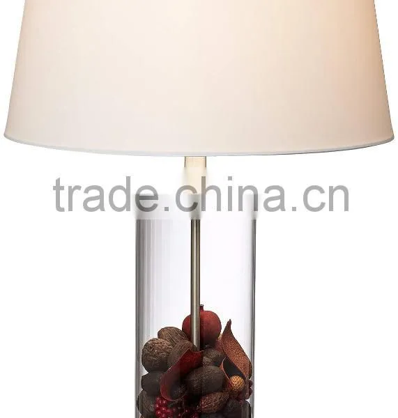 11.22-2 Bottom Metal Trim in Shimmering Collectible or Decorative Objects Glass and Steel Cylinder Fillable Table Lamp Quality Choice photo-3