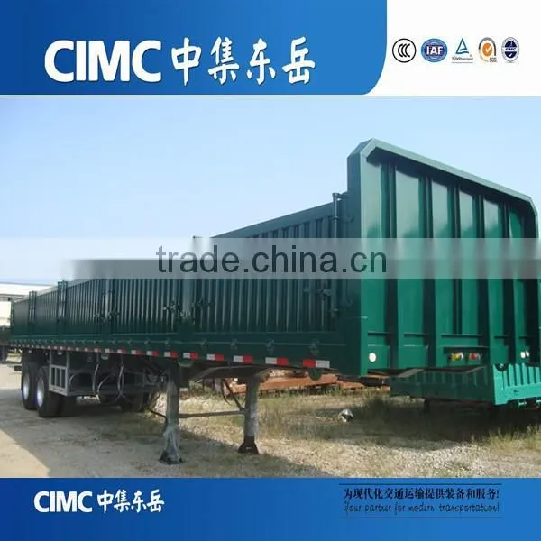 CIMC 2 Axles 35Tons Flat Deck Sidewall Trailer With Truck Head Tractor photo-2