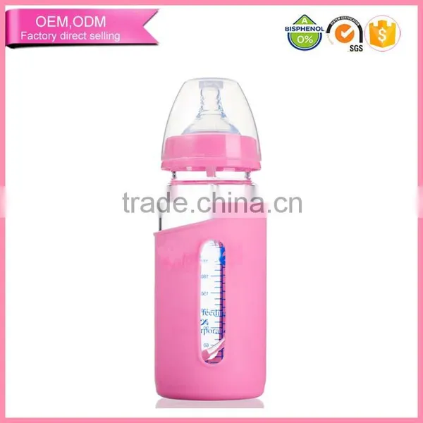 Babies Product Highborosilicate Glass Baby Bottle With Sleeve