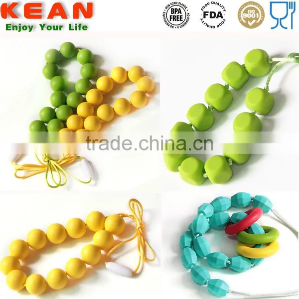 Silicone Teething Jewelry Champagne Navajo White DimGray Colors for You Choice Necklaces Silicone Bead Teething photo-6