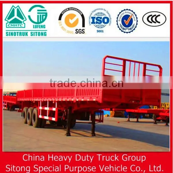 China Factory 3 Axle Side Wall Semi Trailer/ 40ft Flatbed Container Trailer / Bulk Cargo Trailer Truck for Sale photo-6